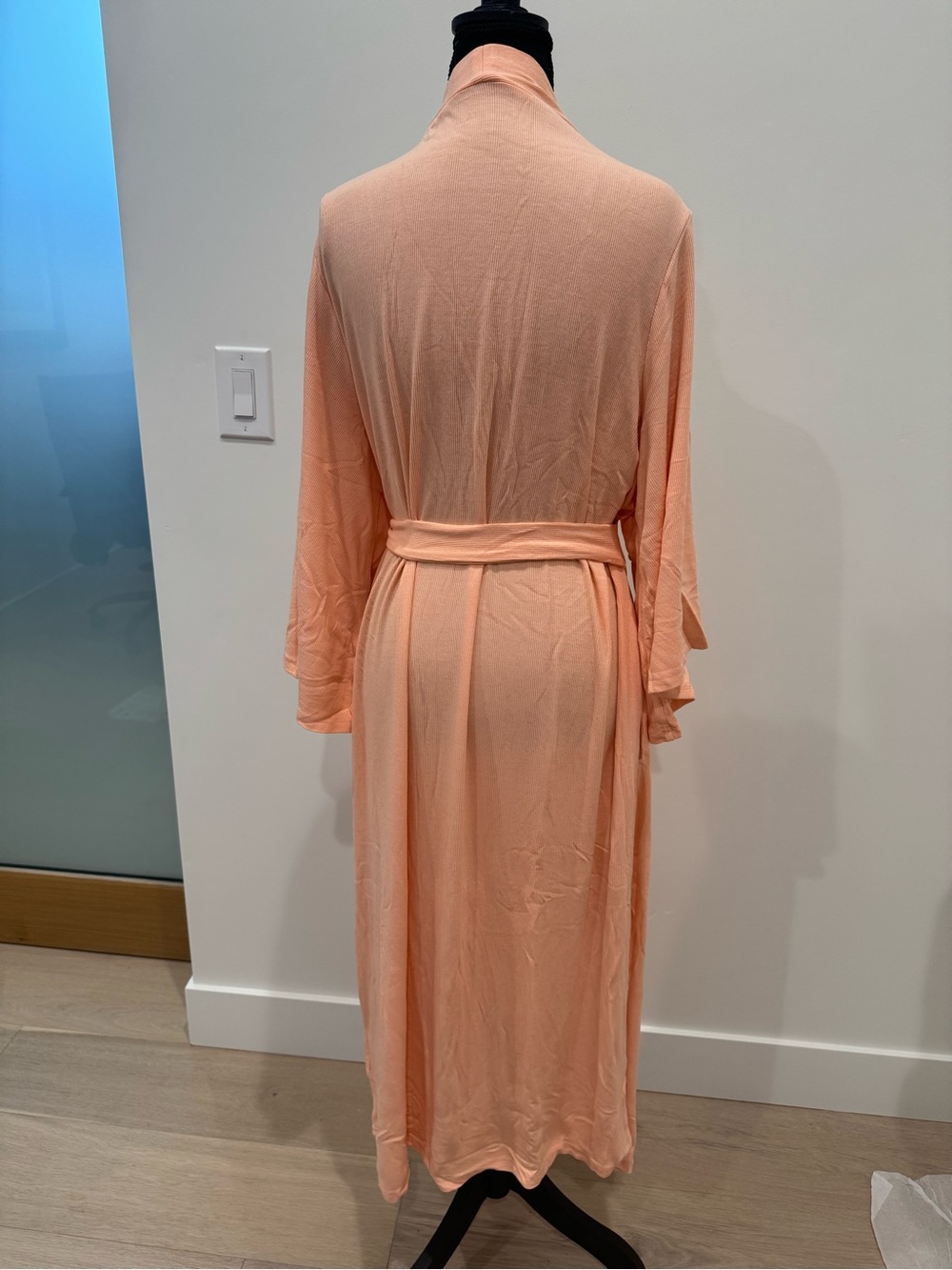 Body Love Basics Peach Ribbed Robe - Picture 2 of 3